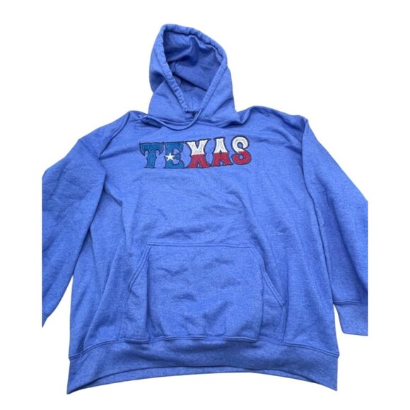 Texas Blue Gildan Hoodie With Embroidered Lettering Heavy Blend Unisex XL READ - Picture 1 of 6